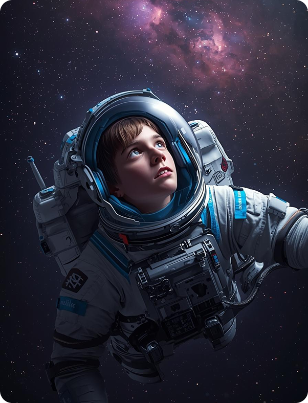 Two kids in astronaut suits